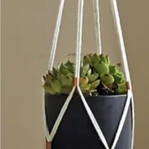 Macrame Hanging Planter with copper embellishments